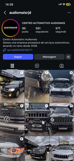 Perfil @audiomaisrjd da Audiomais Centro Automotivo no Instagram